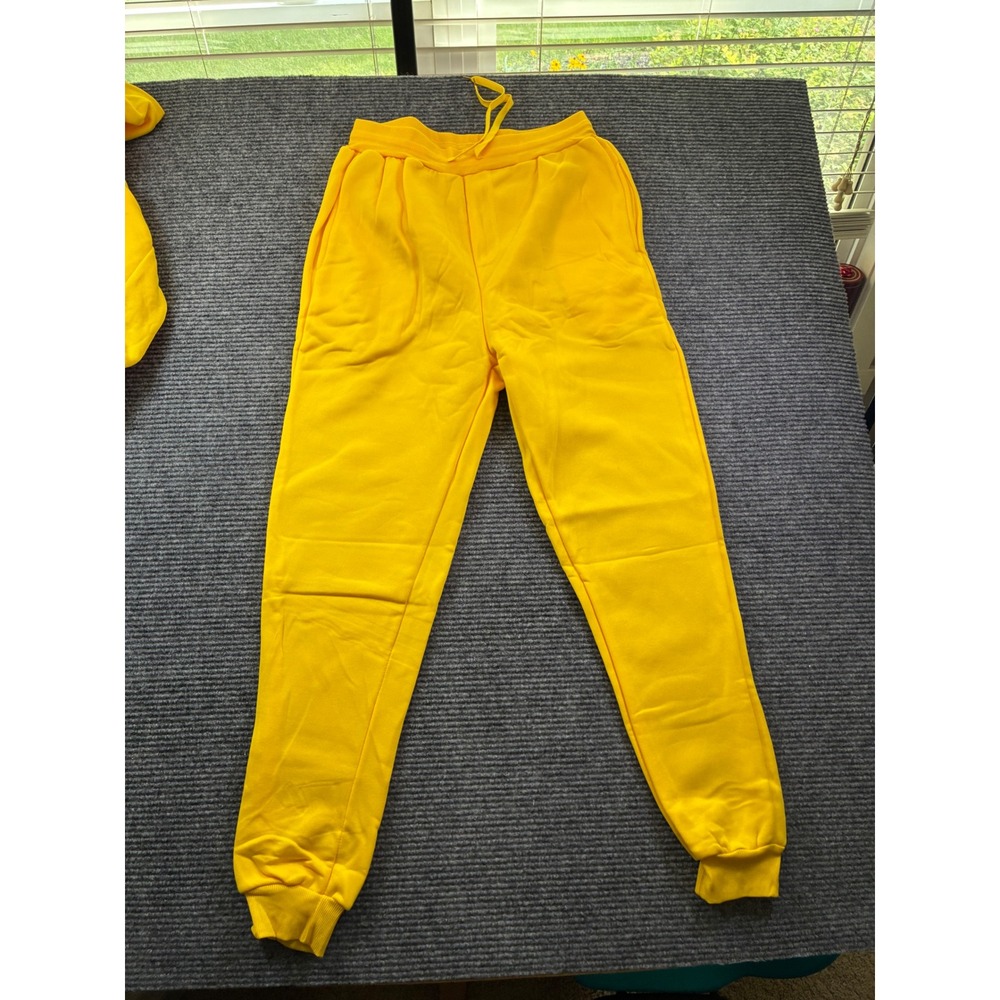 Yellow Sweatsuit Set Crewneck Sweatshirt and Joggers 3XL Fleece Lined Loungewear - Picture 3 of 12